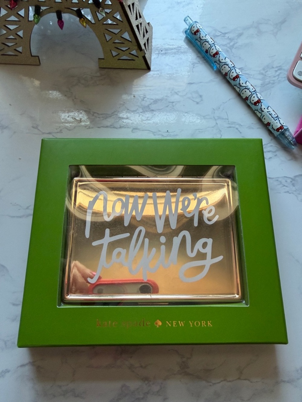 NWT Kate Spade Lenox gold 'Now We're Talking' ID/card/cash holder